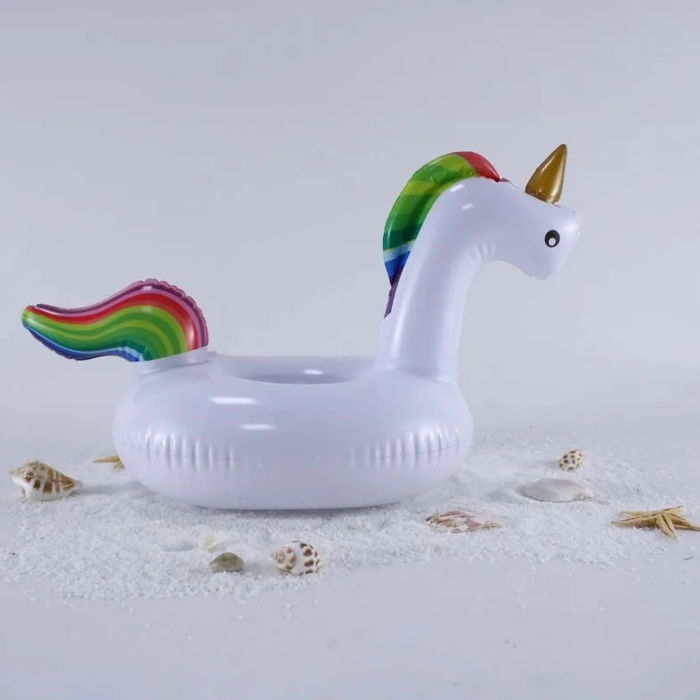  Уличная игра домашний надувной Единорог из ПВХ для бассейна игрушки держатель напитков плавания милая Радужная плавающая подставка чашки