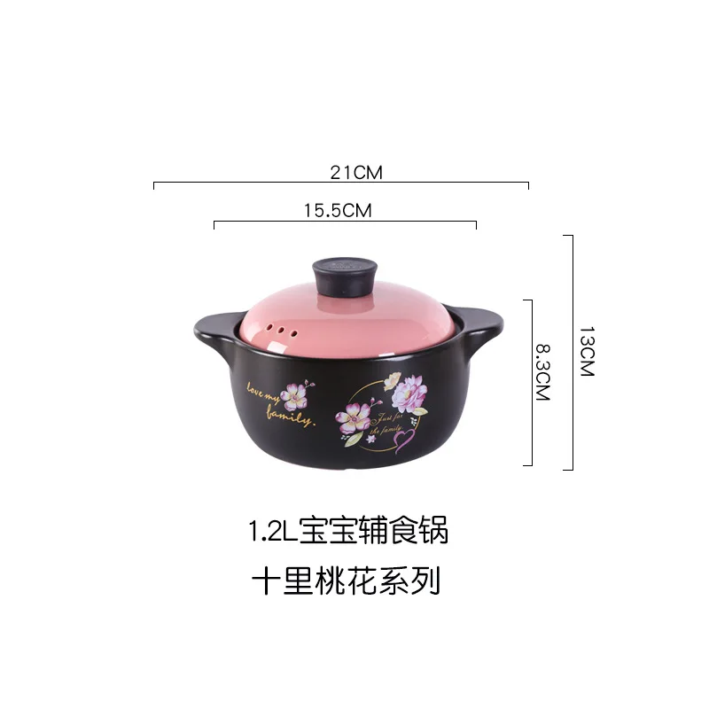 LFGB 1L-8.5L Round Black Cookware Soup Dutch Ovens Ceramic Clay Casserole Pot with lid