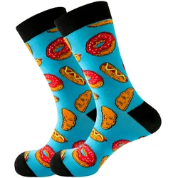 Combed Cotton Socks food Pattern Long Tube Funny Happy Men Socks Novelty Skateboard Crew Casual Crazy Socks
