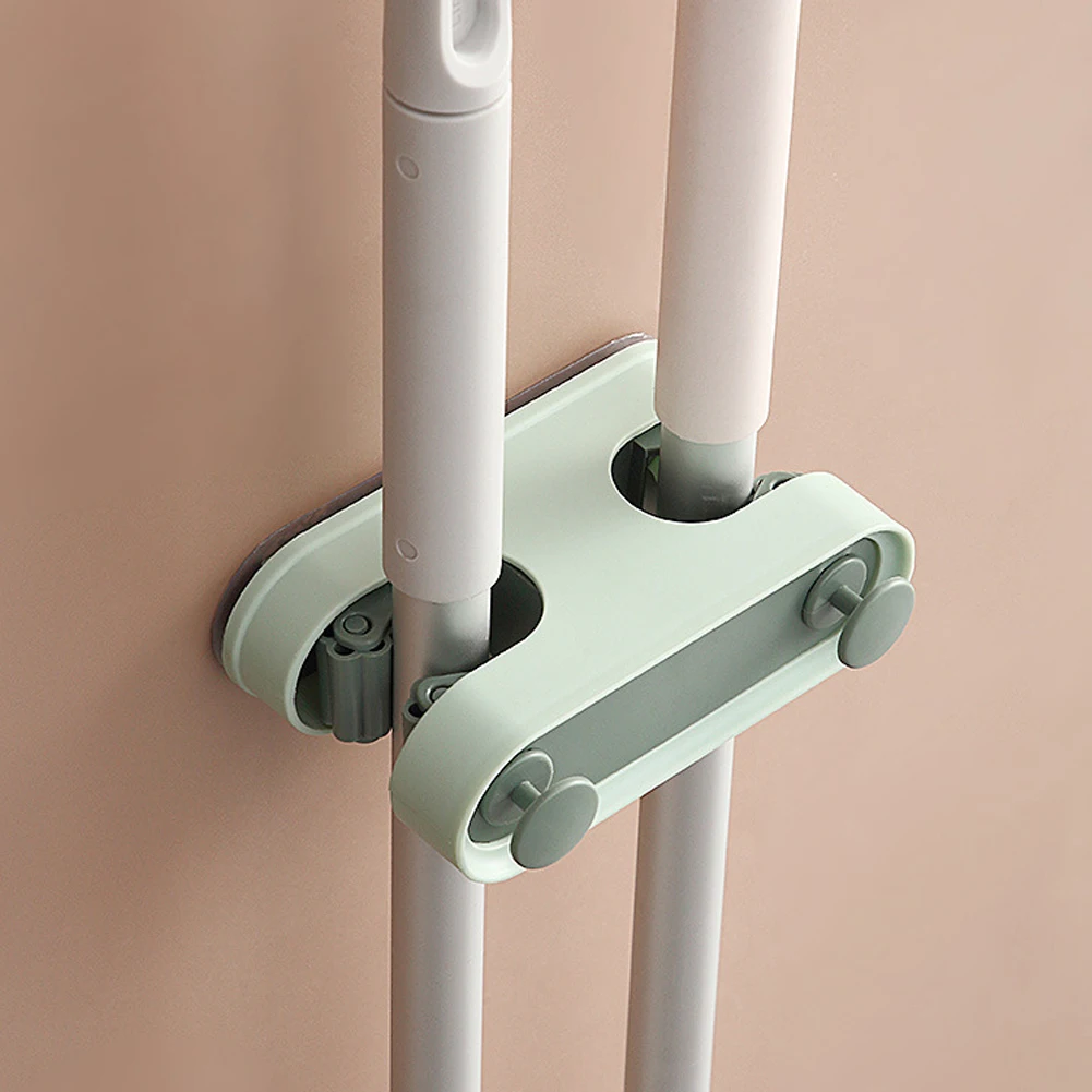 Nordic Mop Clip Hook Holder Self-adhesive Kitchen Shelf Storage Brush Broom Hanger Free Punching Household Bathroom Tool