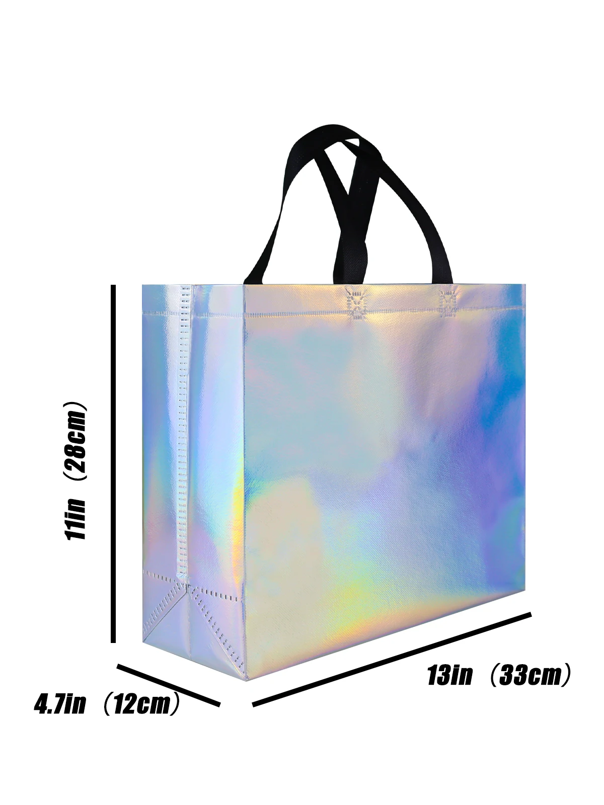 Custom reusable foldable custom logo non woven tote bag Multicolor Small Gift Bags Glossy Hologram Goodie Bags
