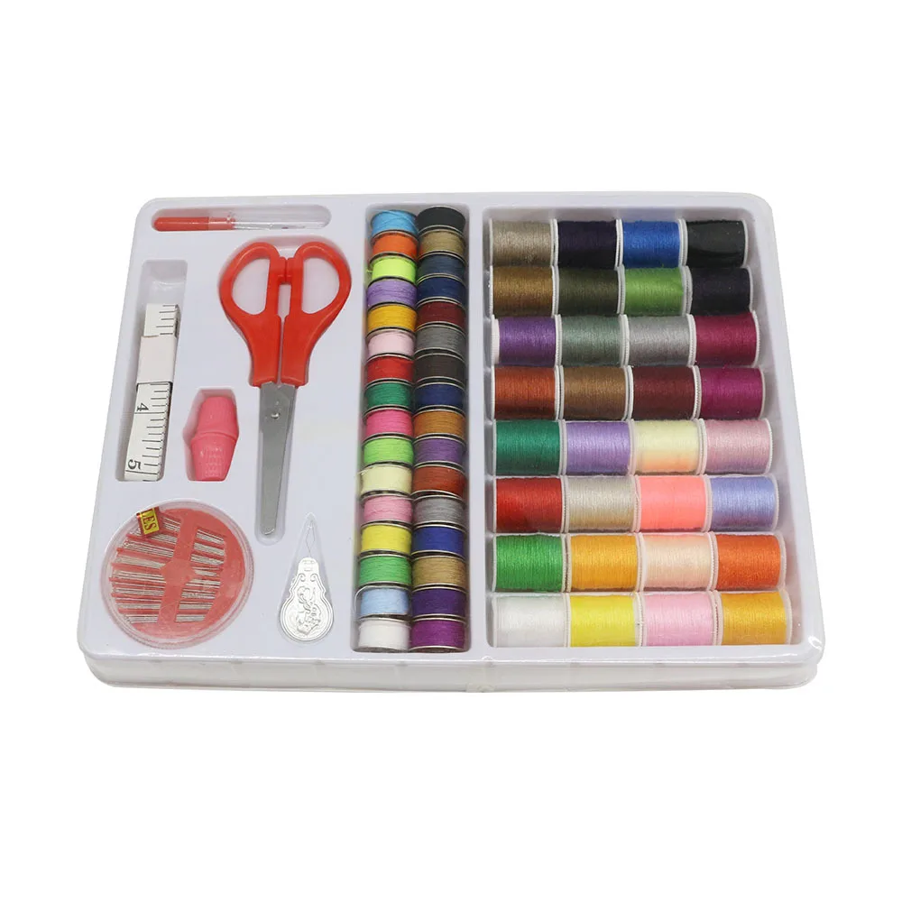 Household Multifunctional Shears Needle Thread Set 32 Colors Metal Spindle Tape Needle Tray Sewing Repair Set