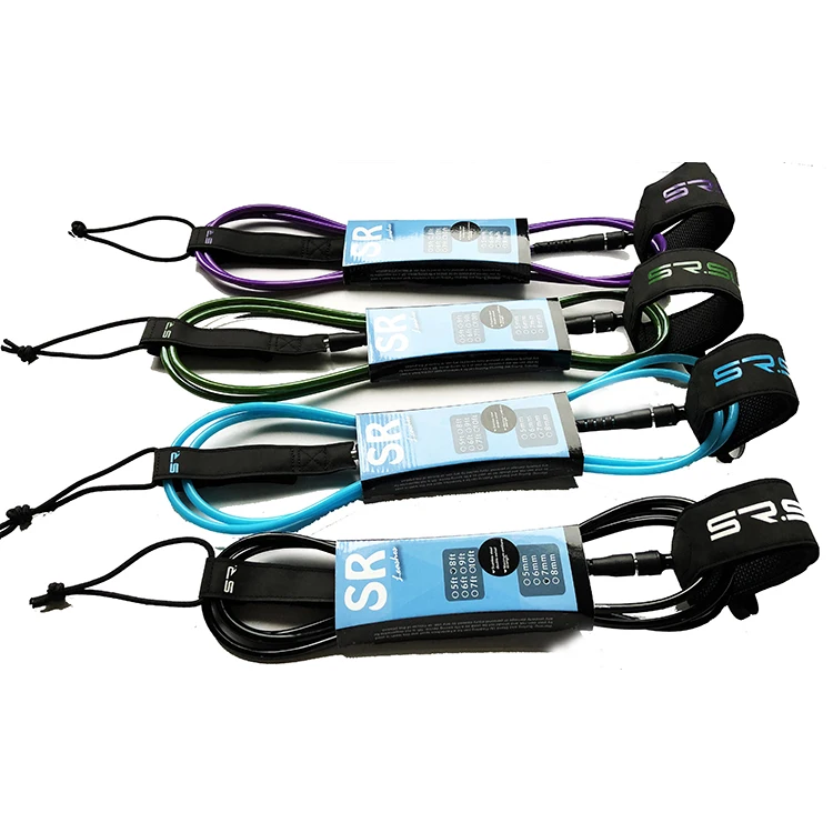 Quick release leather TPU full size logo Surfboard Leash regular comp rail saver safety leg rope wrist arm ankle surf board