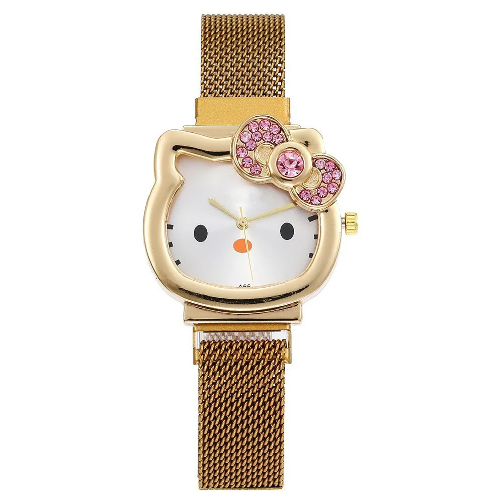 Hifive Fashion Cartoon Hello kitty Children Watch Quartz Bracelet Watches Magnet Buckle Strap Kid Wristwatch Girl Gift Relogio