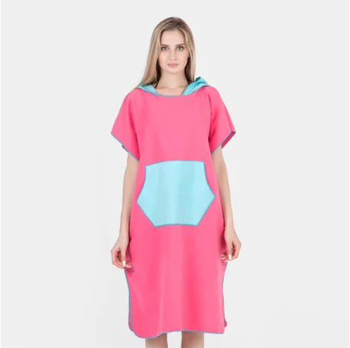 Hot Selling Super Absorbent Quick Dry Custom Logo Microfiber Hooded Surf Poncho Beach Towel For Adults Changing Robe