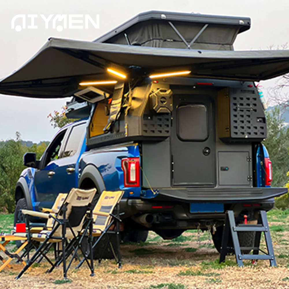 Pickup Shell Pop up Truck Camper Expedition Camping Pickup Slide in Overland Box Shell Popup Mini Fiberglass  for Truck Sale