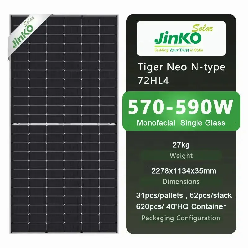JINKO N Type 590w Industrial Solar Panels N-type 72hl4-(v) 570w 580w Sollar Panels PV Module Custom Solar Panel OEM