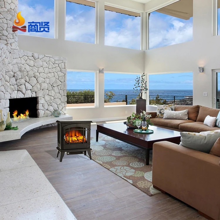 LED fire place wood decorative 3 side freestanding electric fireplace