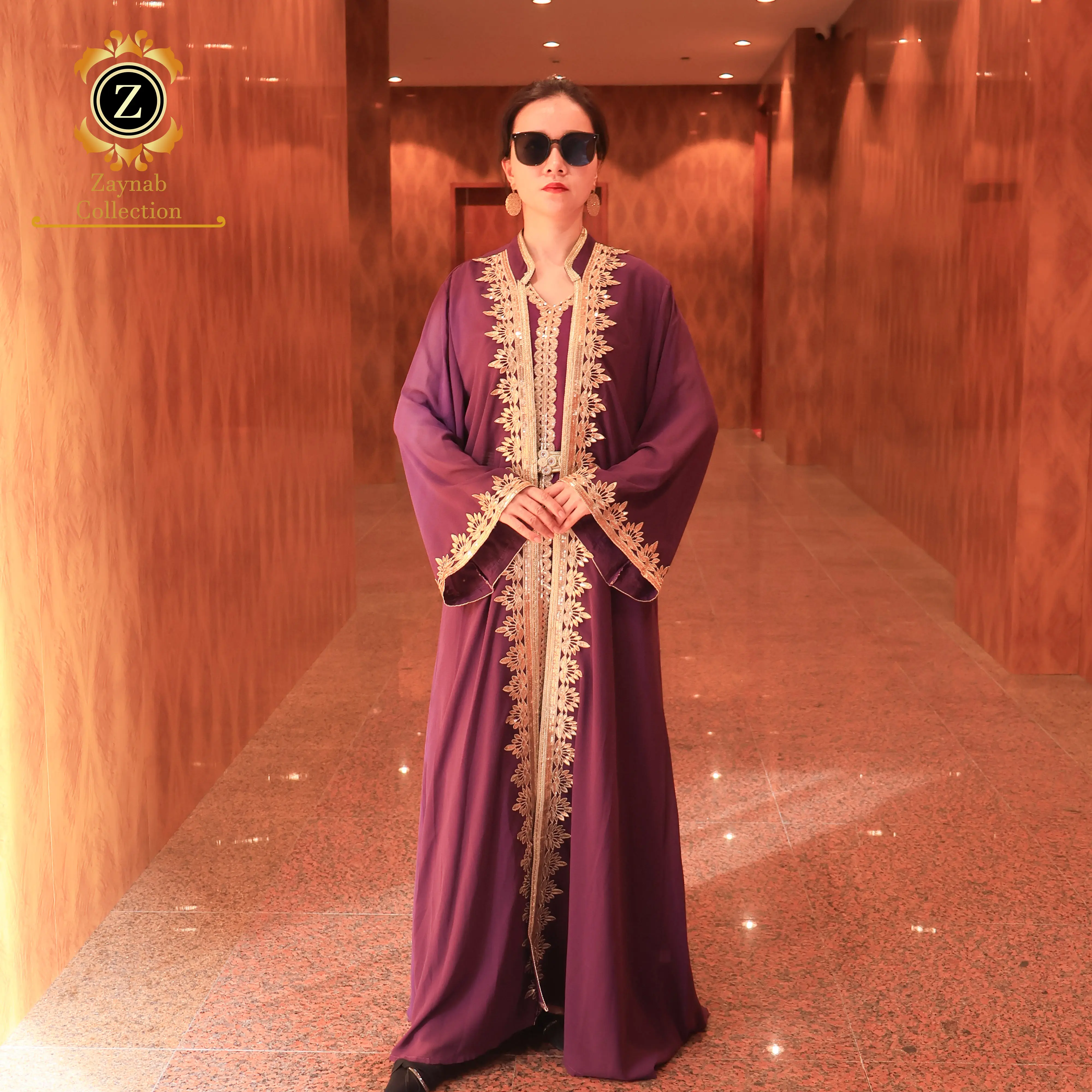 Zaynab Women Muslim Dress Wholesale Latest Design Dubai Donna Musulmana Pleated Abaya Ramadan Luxury Jalabiya Elegant Abaya