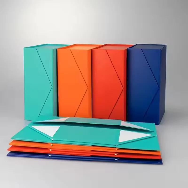 Custom design paper magnetic folding box packaging luxury rigid cardboard foldable gift box for wedding dress