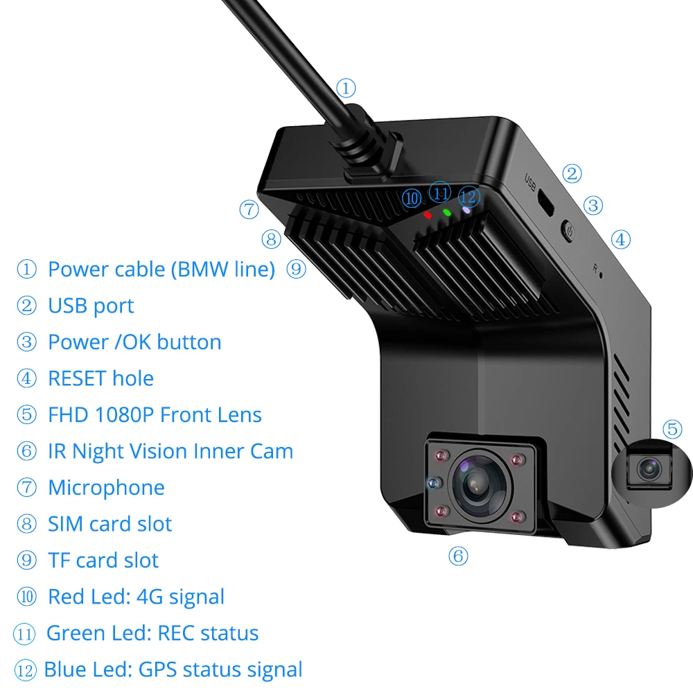 Fleet dash cams 4G Dual lens car camera with GPS tracker WiFi CMSV6 CMSV7 Fleet management Android Car DVR Camera
