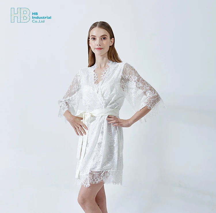 Bridesmaid robes with lace,satin lace robelace white lace robe, honey moon lingerie