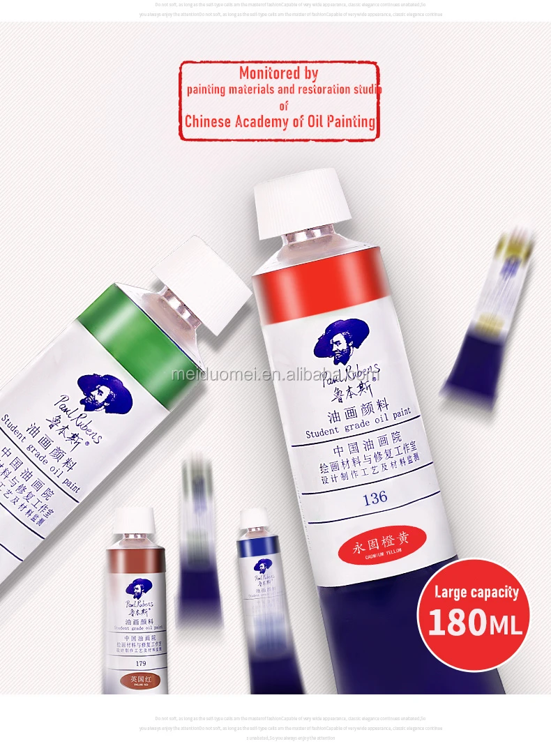 Paul Rubens Oil Paints 180ml Professional Acrylic Painting Students and Beginners Grade Art Supplies for Artist - 1 Levels Color