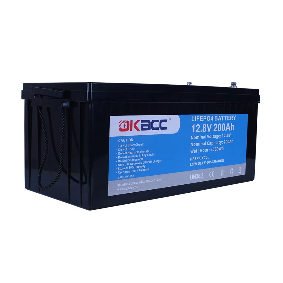 Shenzhen Okacc Battery Long Life Batterie Mince Lifepo4 12.8V Rv 12V 200Ah Lithium Iron Phosphate Battery