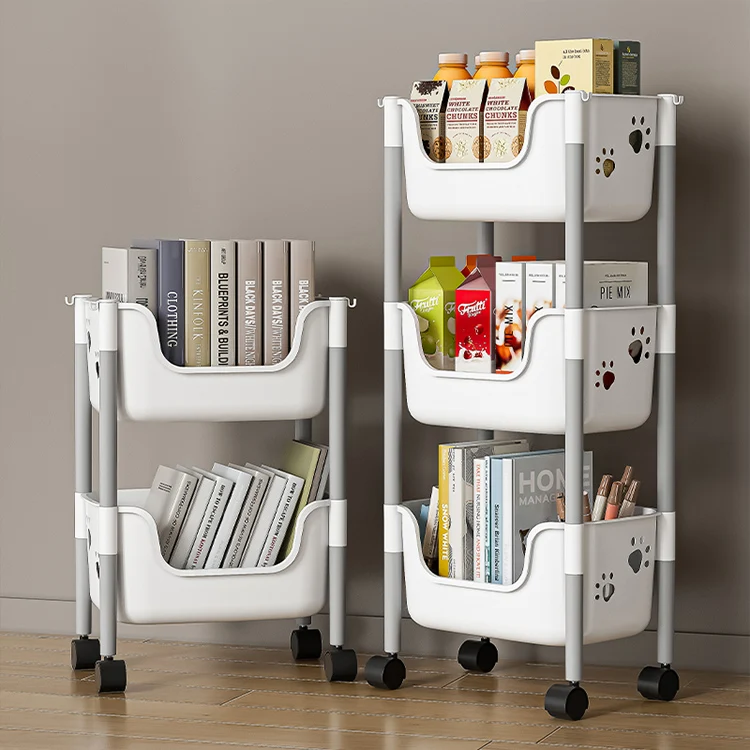 Factory Supply Multi Layer Kitchen Portable Shelves Display PP Plastic Multilayer Save Space Shelf Vegetable Shelf with Wheels