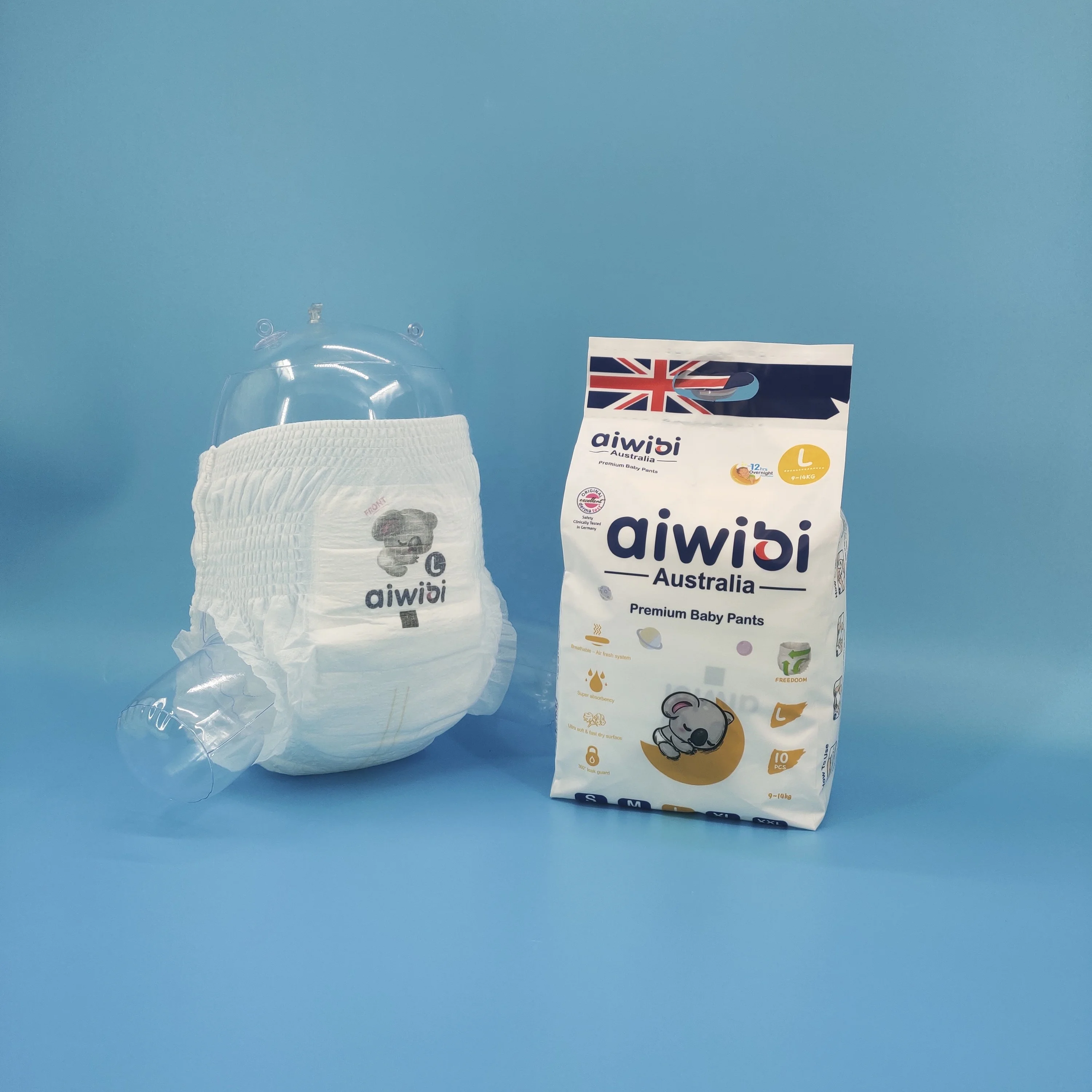 AIWIBI Hot Sale  New Born Baby Pants Diapers Custom Disposable Non Woven Fabric Printed Cotton kids diapers disposable baby
