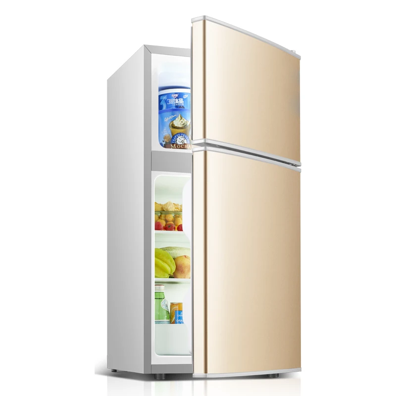 Стойкое использование низкая цена кубоид маленькие холодильники матовый серебряный портативный холодильныая камера 2 двери холодильника