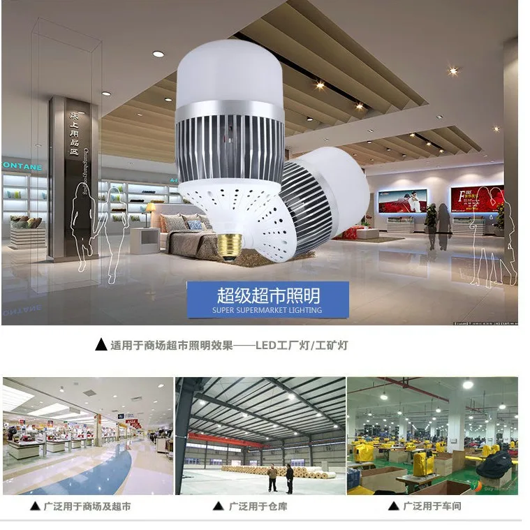 High Power Led Bulb Area Light 50w 80W 100 Watt 150W Fin cooling bulb Die casting aluminum LED bulb for factory warehouse use