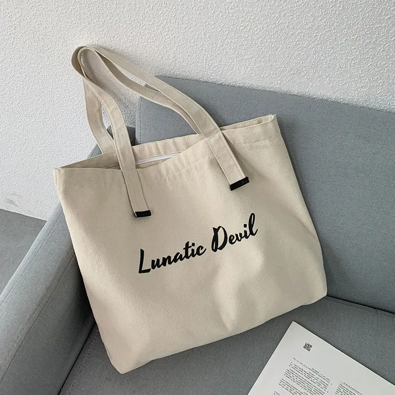 Logo custom reusable eco friendly shopping bag printed weekender bag giant canvas grocery fashion tote bag