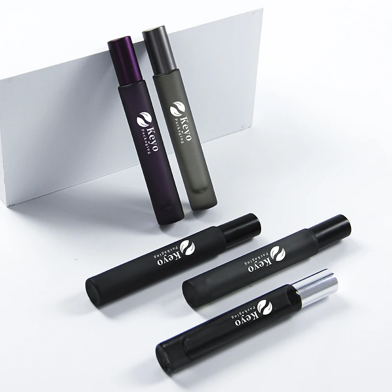 10ml clear slim round cylinder heavy wall thick bottom perfume bottles essential oil glass roll on roller bottle