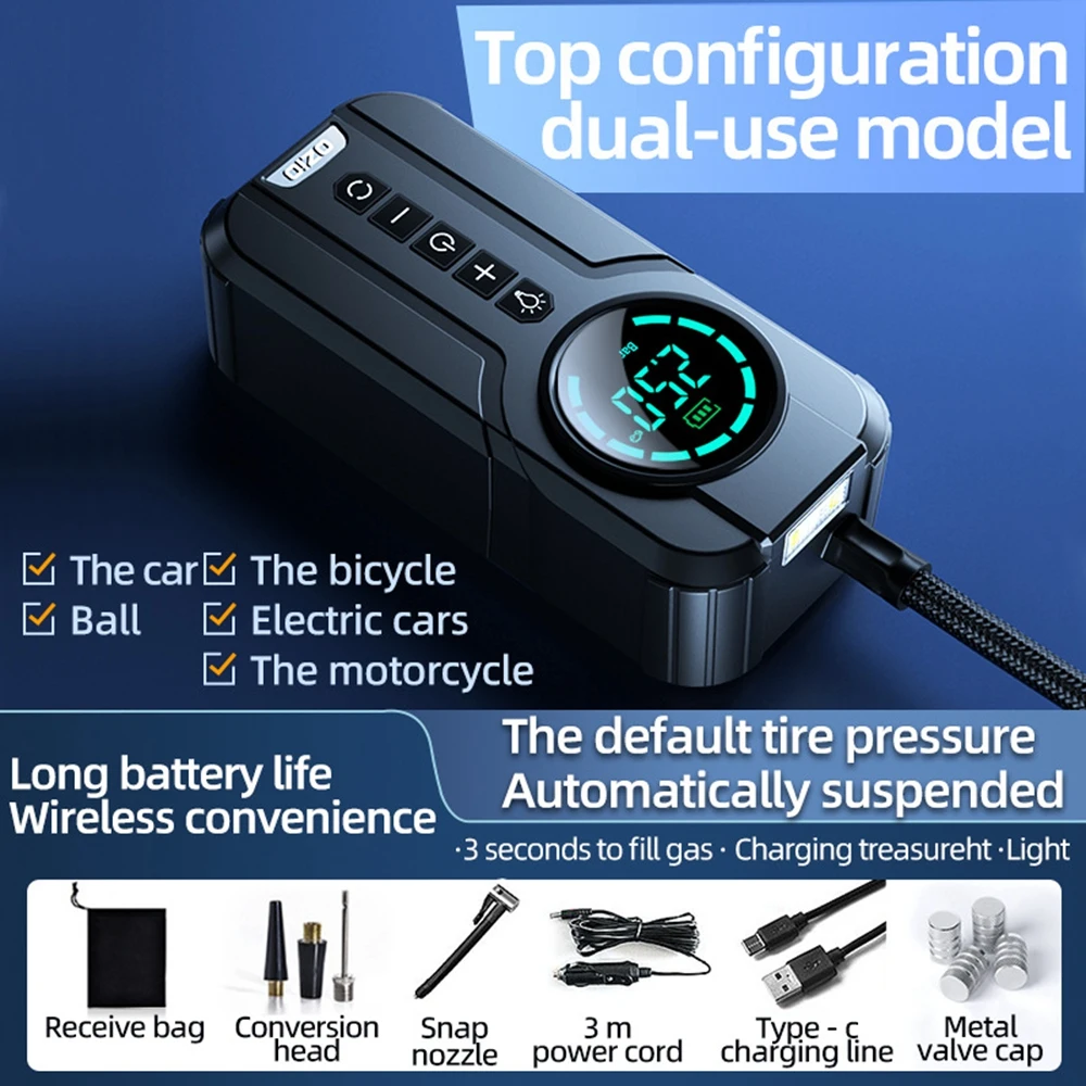 Wholesale Wireless 12v Tire Inflator Digital Automatic Tire Inflators Portable Mini Cordless Air Pump Car Air Compressor for Car