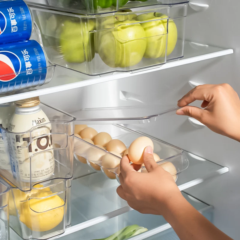 Eco friendly Plastic drawer containers food chicken egg holder tray lid fridge organizer container set egg storage box