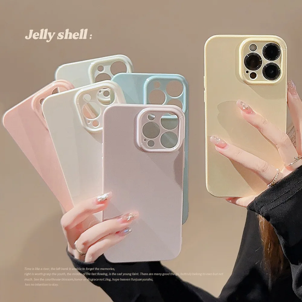 INS Style Solid Color Phone Case For iPhone 11 12 13 14 15 Pro Plus Max Suitable Frosted Macarone  Soft Silicone Phone Cover