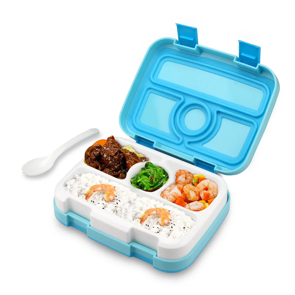 Plastic lunch box, microwave oven, student office lunch box with lid, sealed and separated bento box