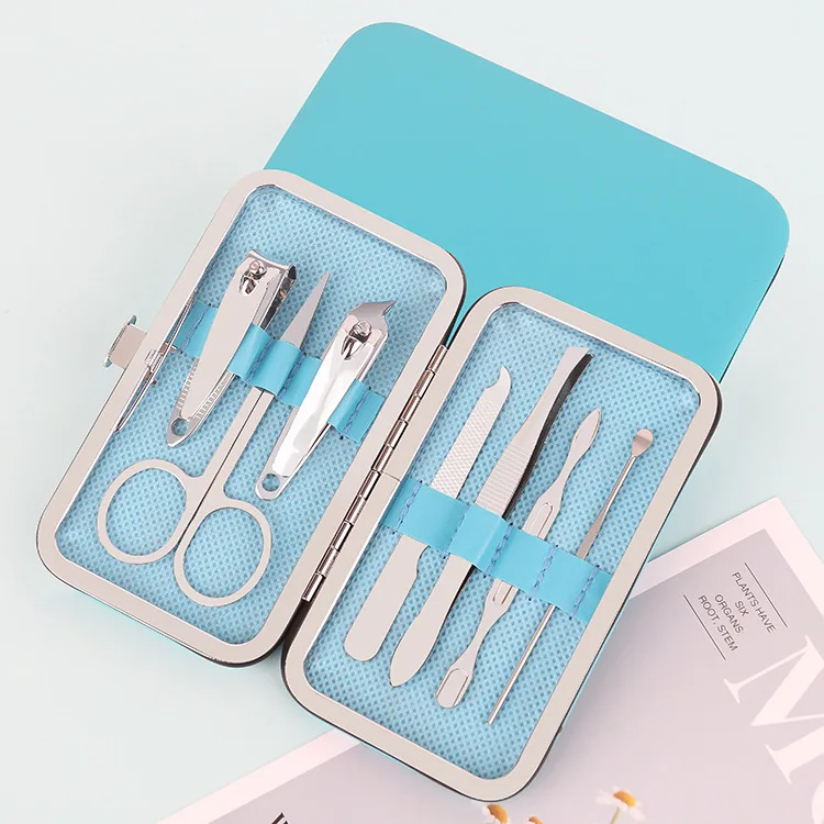 2023 Selling 7 Luxury Stainless Steel Nail Clippers Supported Trademark Custom Nail Pedicure Set, Leather Box