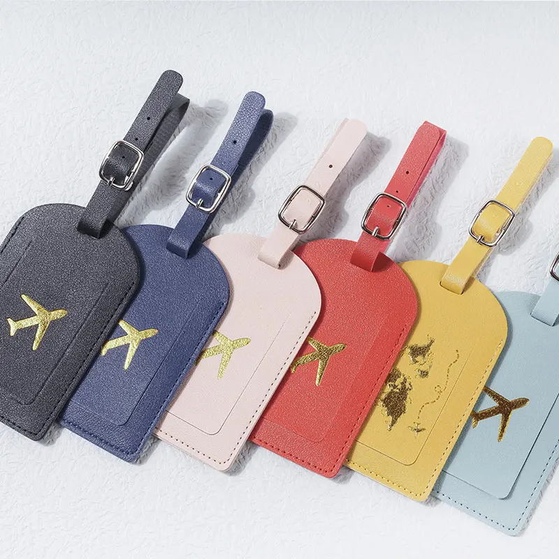 PU Leather Hot Stamping Boarding Pass Card Holder Set Passport Holder Case Luggage Tag