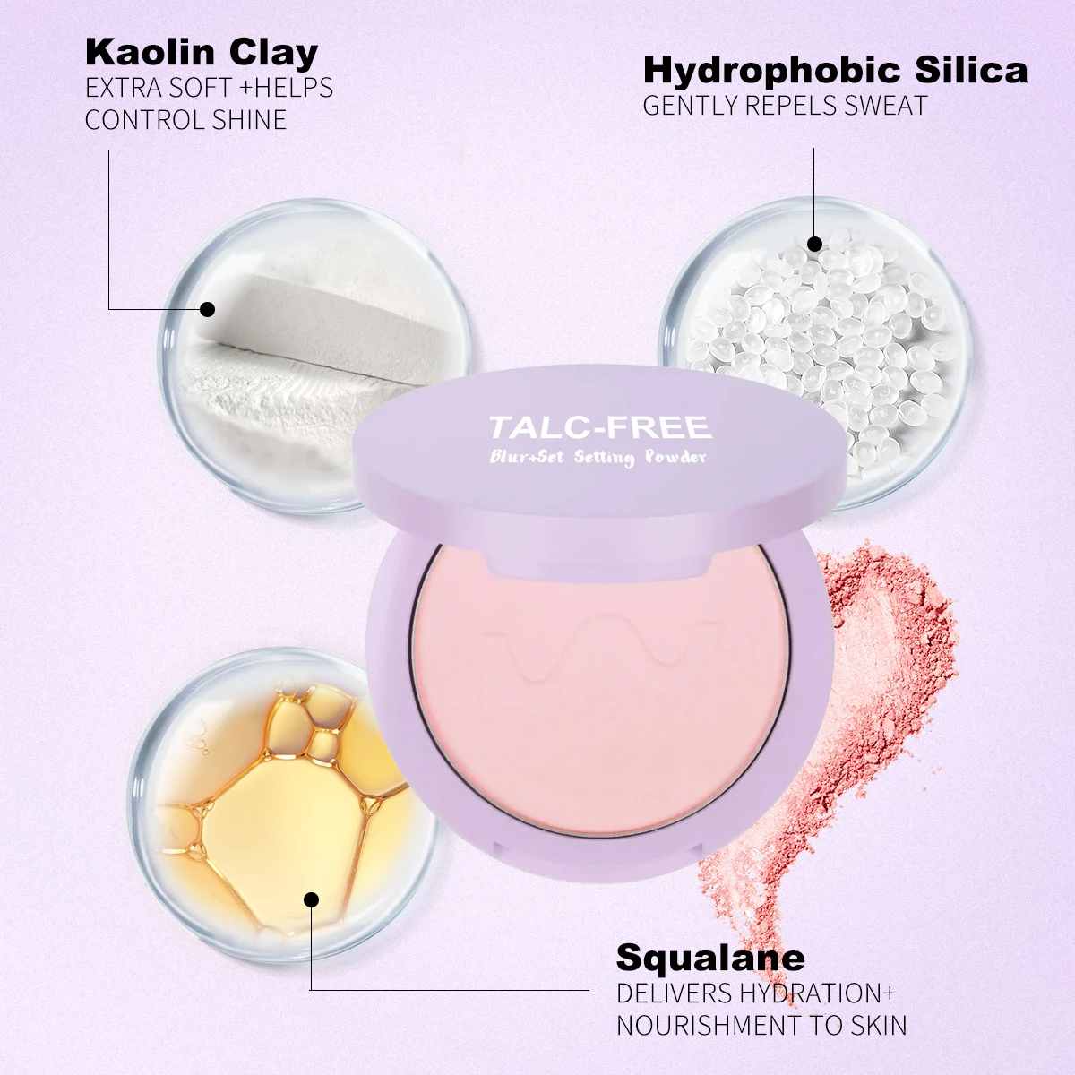 Soft Focus Ultra-fine Waterproof Purple Matte Setting Powder Wholesale Bulk Transfer-Proof Oil Control Setting Powder Palette
