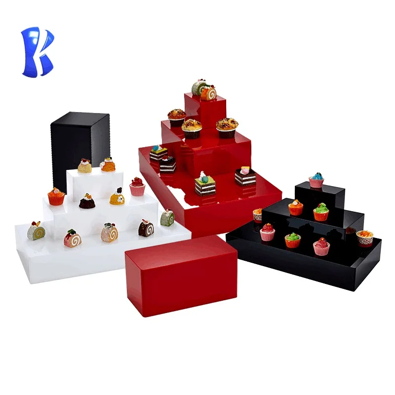 OKEY Hotel Catering Good Quality  White Acrylic Buffet Display Stand for Outdoor Party