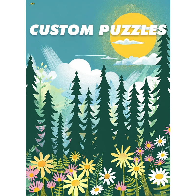 Printing  Flower Forest Natural Landscape Custom Cardboard Paper Jigsaw Puzzle 1000 Pieces Puzzle Game For Adults