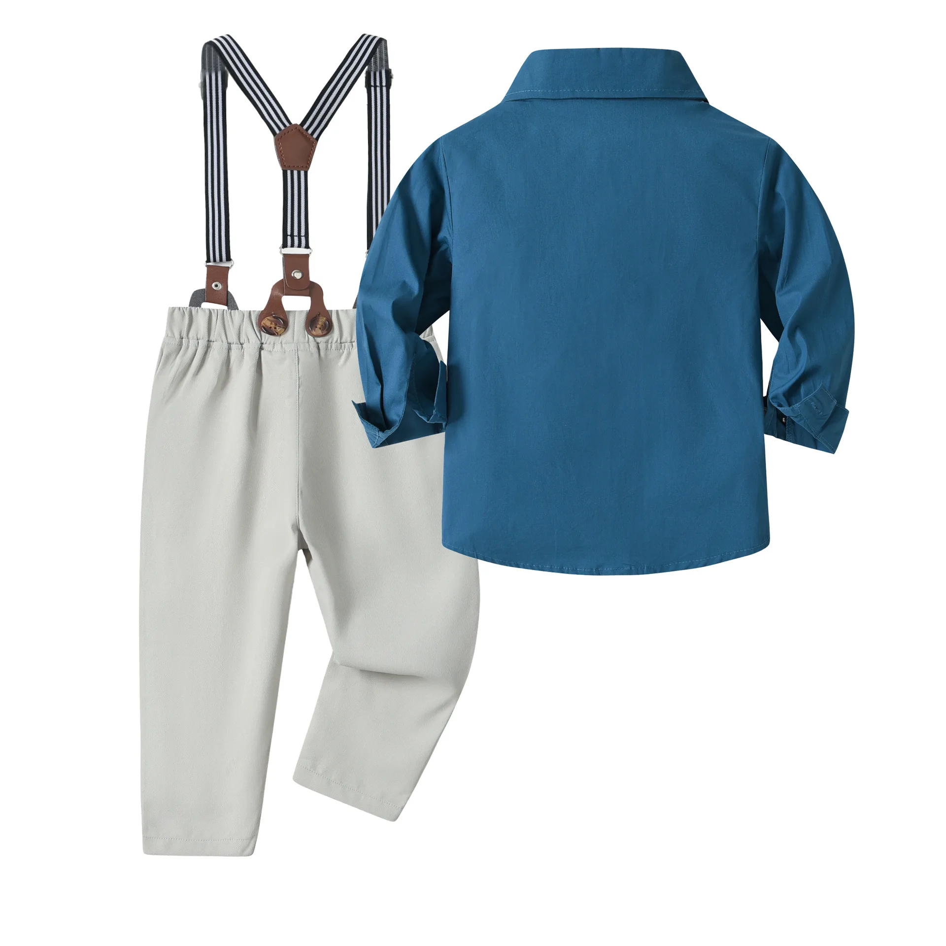 Boys gentleman dress children clothing spring and autumn new shirt overalls suit baby birthday party suit