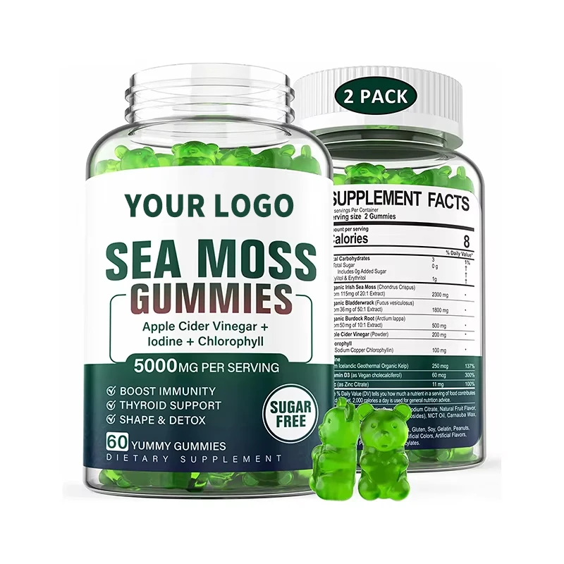 OEM Nori Fudge Organic Irish Cider Vinegar Supplement Vitamin D3 Zinc Bear Seamoss Gummy Candy for Adults Not for Children