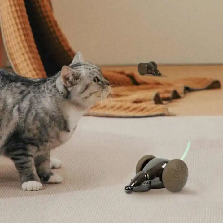 Automatic Interactive Cat Toy with LED Lights USB Rechargeable Moving Smart Sensing Electric Cat Mouse Toy