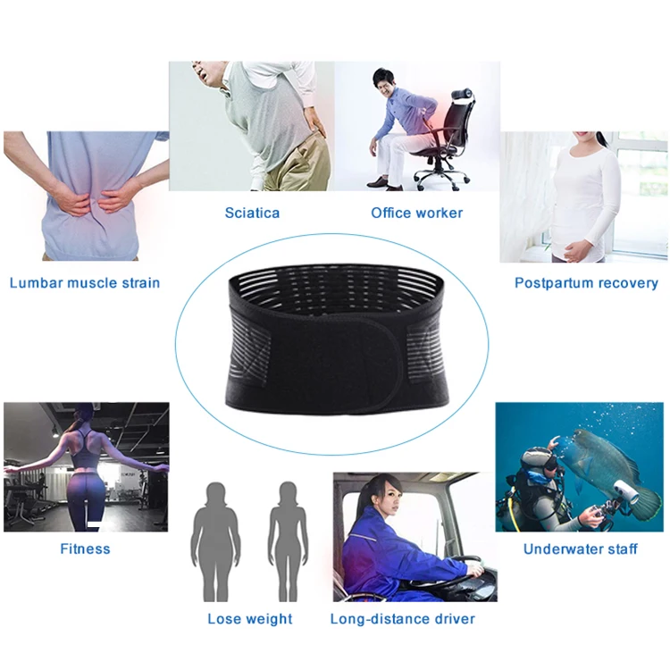 Working Medical Pain Relief Adjustable Breathable Metal Strip Elastic Lumbar Brace Waist Support Belt
