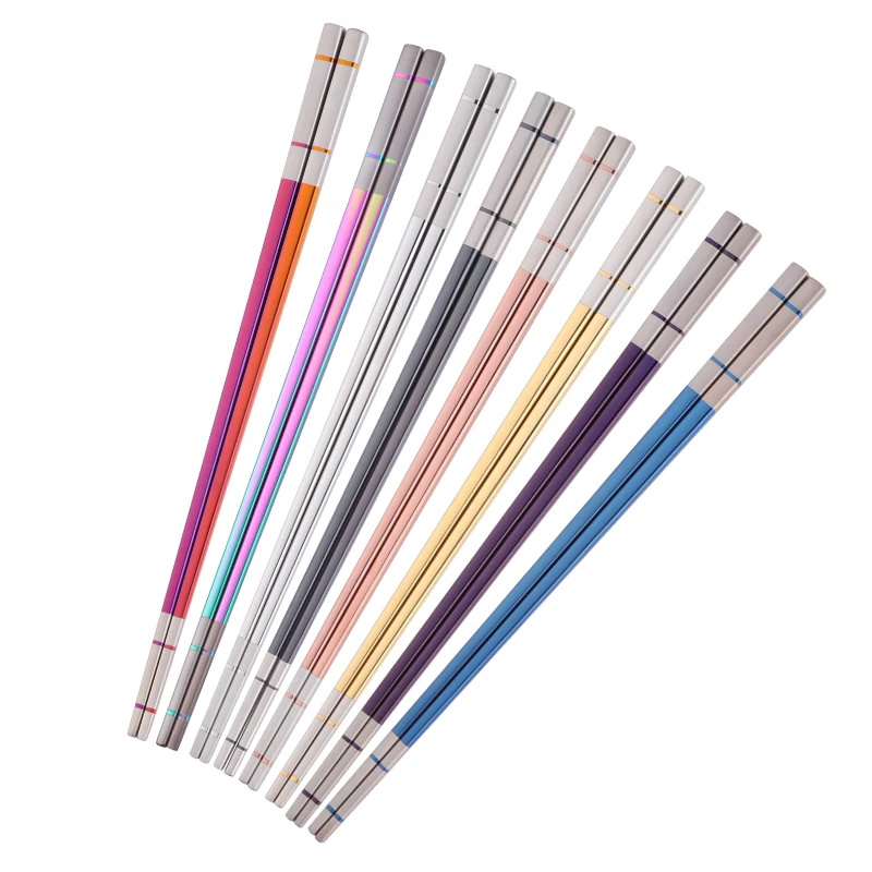 Wholesale Titanium Reusable Sushi Personalized Chinese Chopsticks Stainless Steel Metal Custom Chopsticks