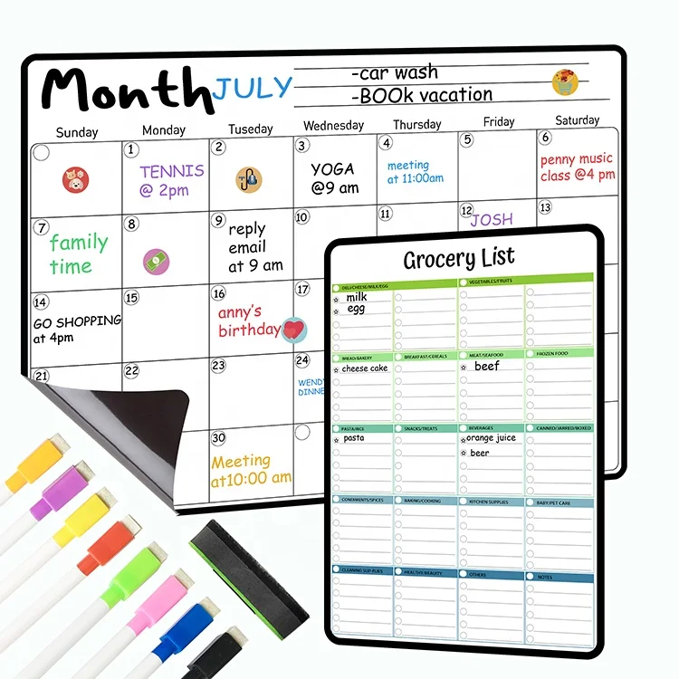 Magnetic Dry Erase Refrigerator Calendar Waterproof Dry Erase Board Magnetic Planner