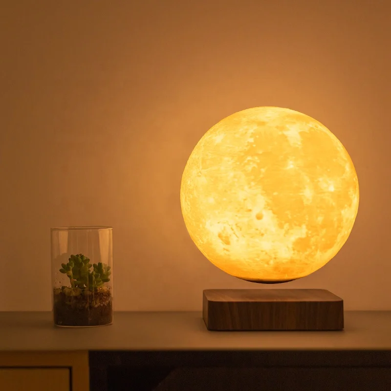 Nordic Decoration Table Lamp Office Desk Wholesale Cheap Bedroom Magnetic Levitating Floating 18CM Moon Table Room Lamp