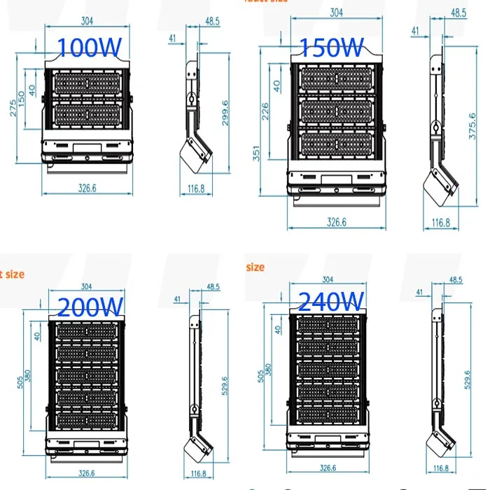 Factory Made 100W 150W 200W 240W lighting led reflector cast light floodlight led stadium flood light LED