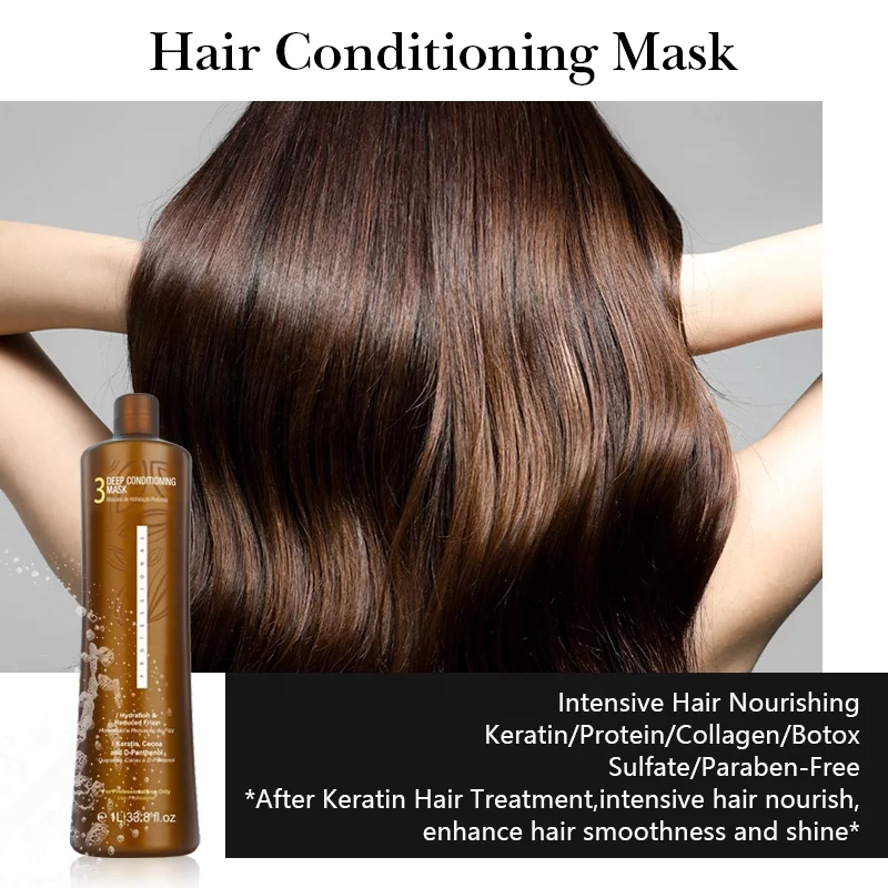 Custom Label Brazilian Keratin Hair Treatment Natural Cocoa D-Panthenol Hair Straighten Cream Professional Use