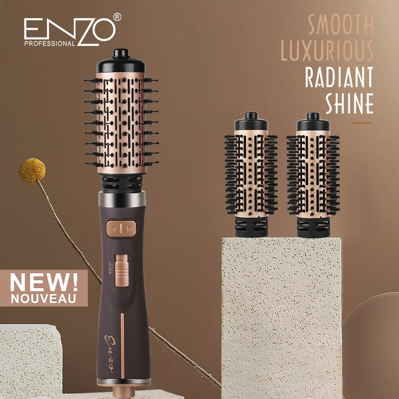ENZO EN-743 3 In 1 Round Rotating Volumizer Styler Rotating Hair Brush Automatic Rotating Styler Ionic Hair Brush Hot Air Dryer
