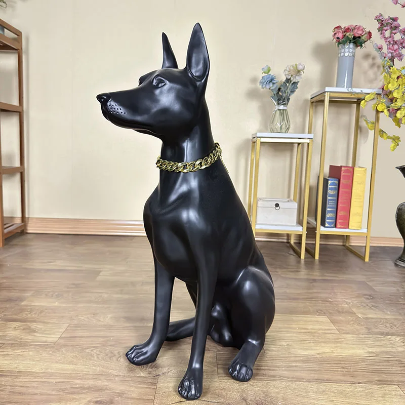 Home Decor Resin Crafts Nordic Style Light Luxury Living Room Decoration Doberman Dog Sculpture Simulation Animal Ornaments Gift