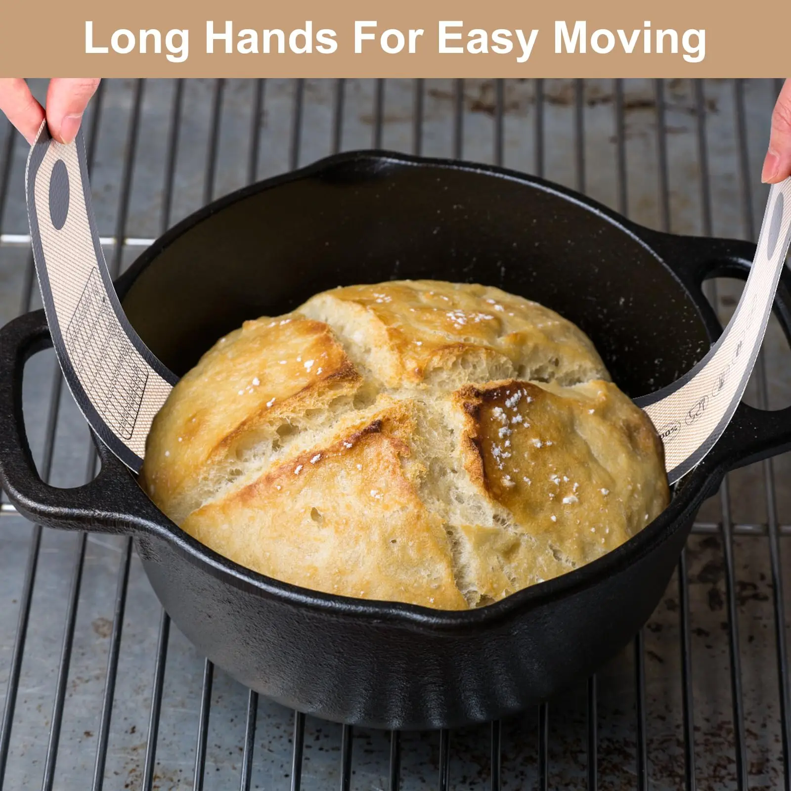 Silicone Bread Sling for Dutch Oven, non-slip silicone pastry baking mat with Long Handles