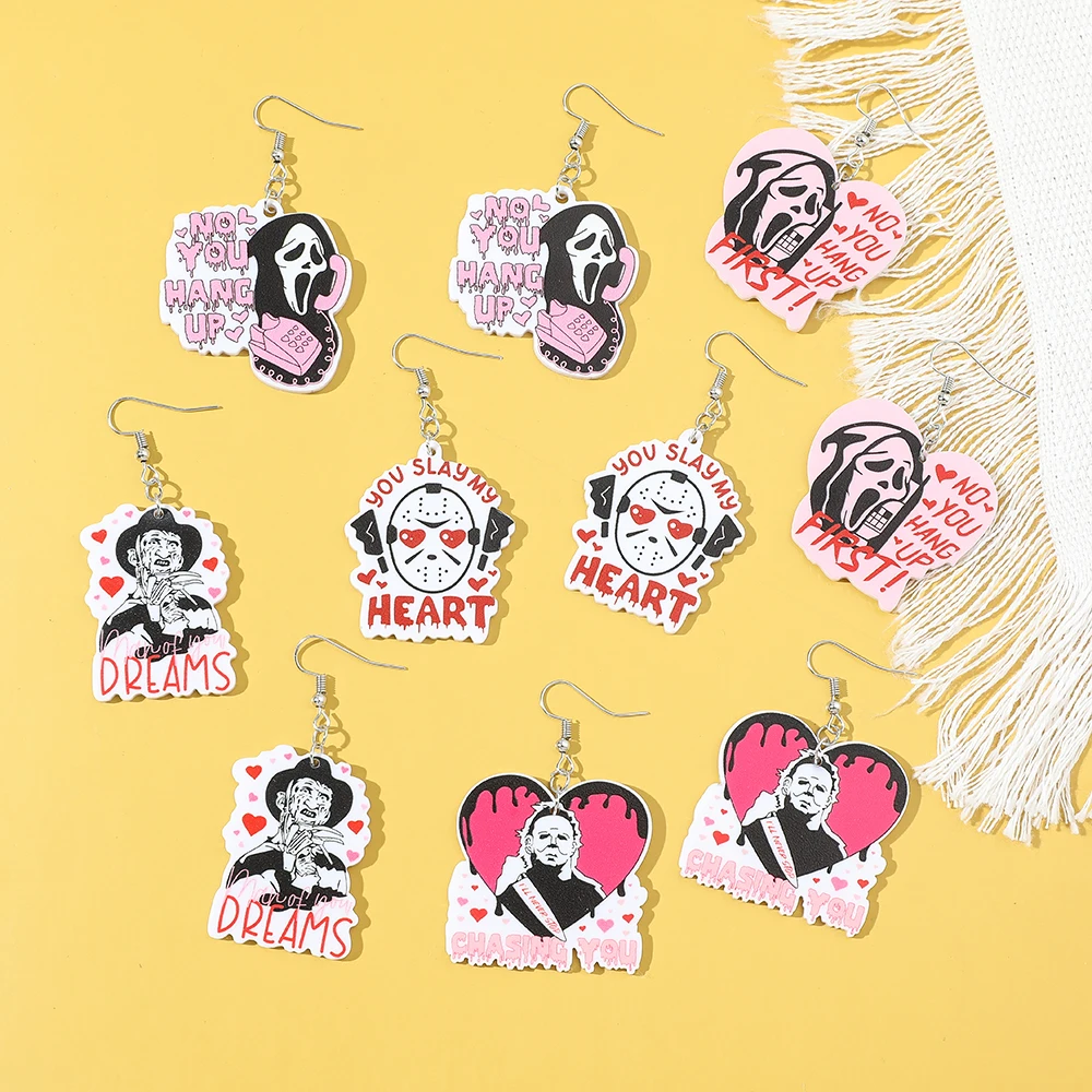 Wholesale Horror Movie Character Earring Cosplay Accessories Horror Style Acrylic Ear Clip For Friends Gifts