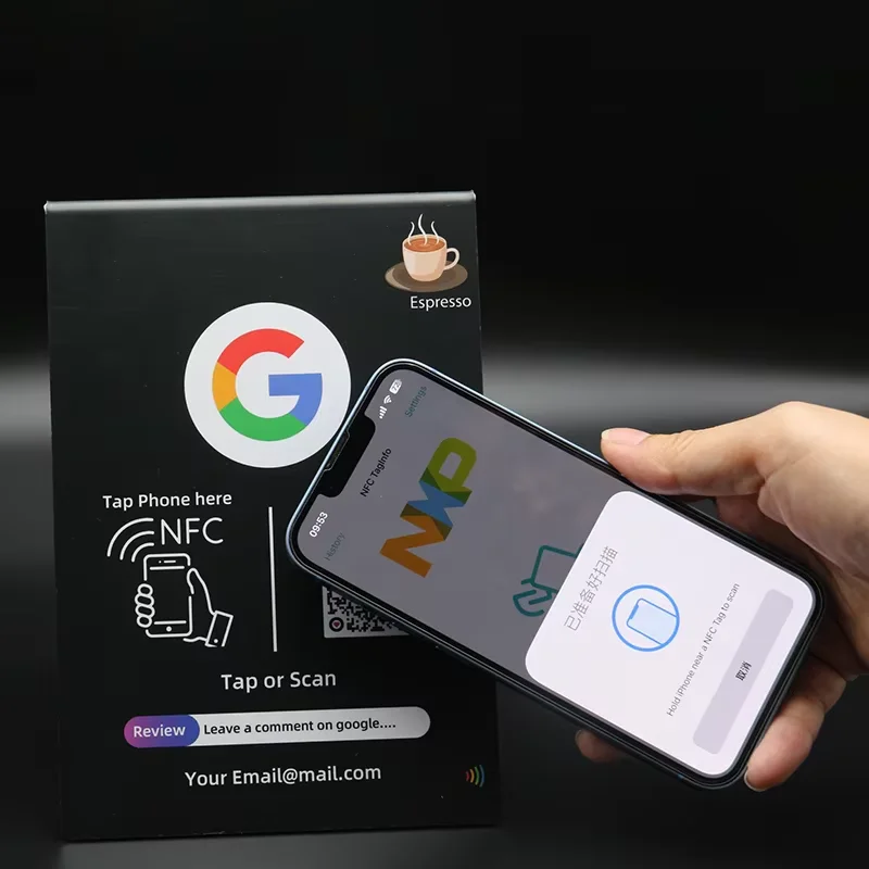 Full color printing Contactless Plastic NFC Google Review Card N215 for Social Media NFC Business Card