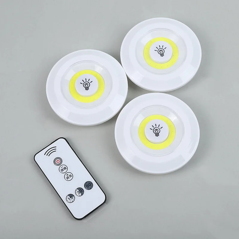 Wireless Indoor Remote control mini wardrobe Closet light COB Cabinet Light Sticky wall lamp