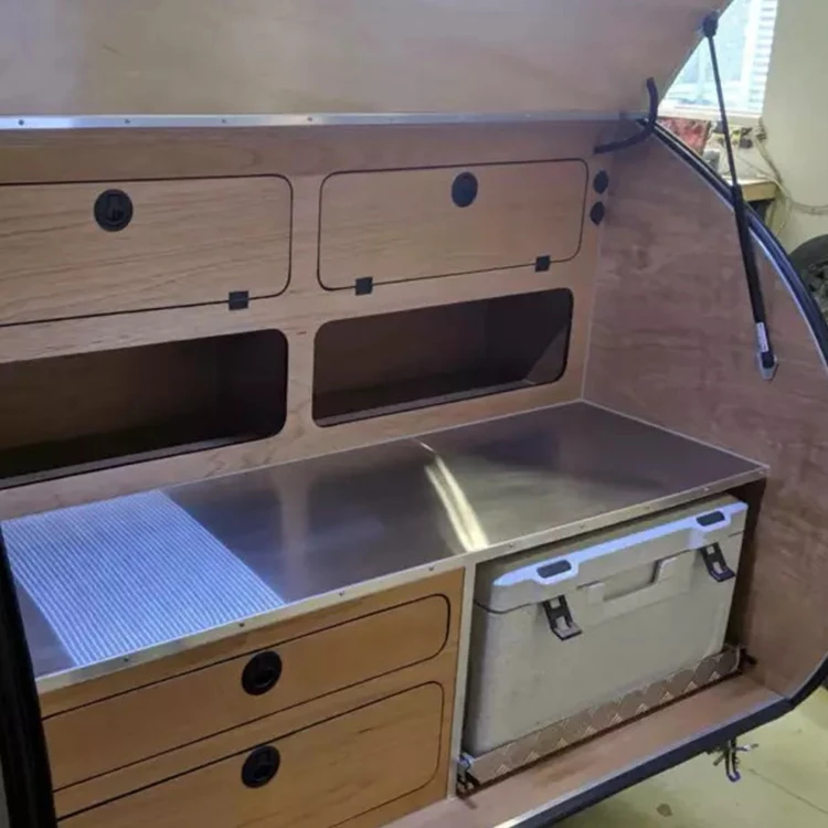 China Manufacturer Super Insulated off road fiber glass tear drop mini caravan sleeps 2 4