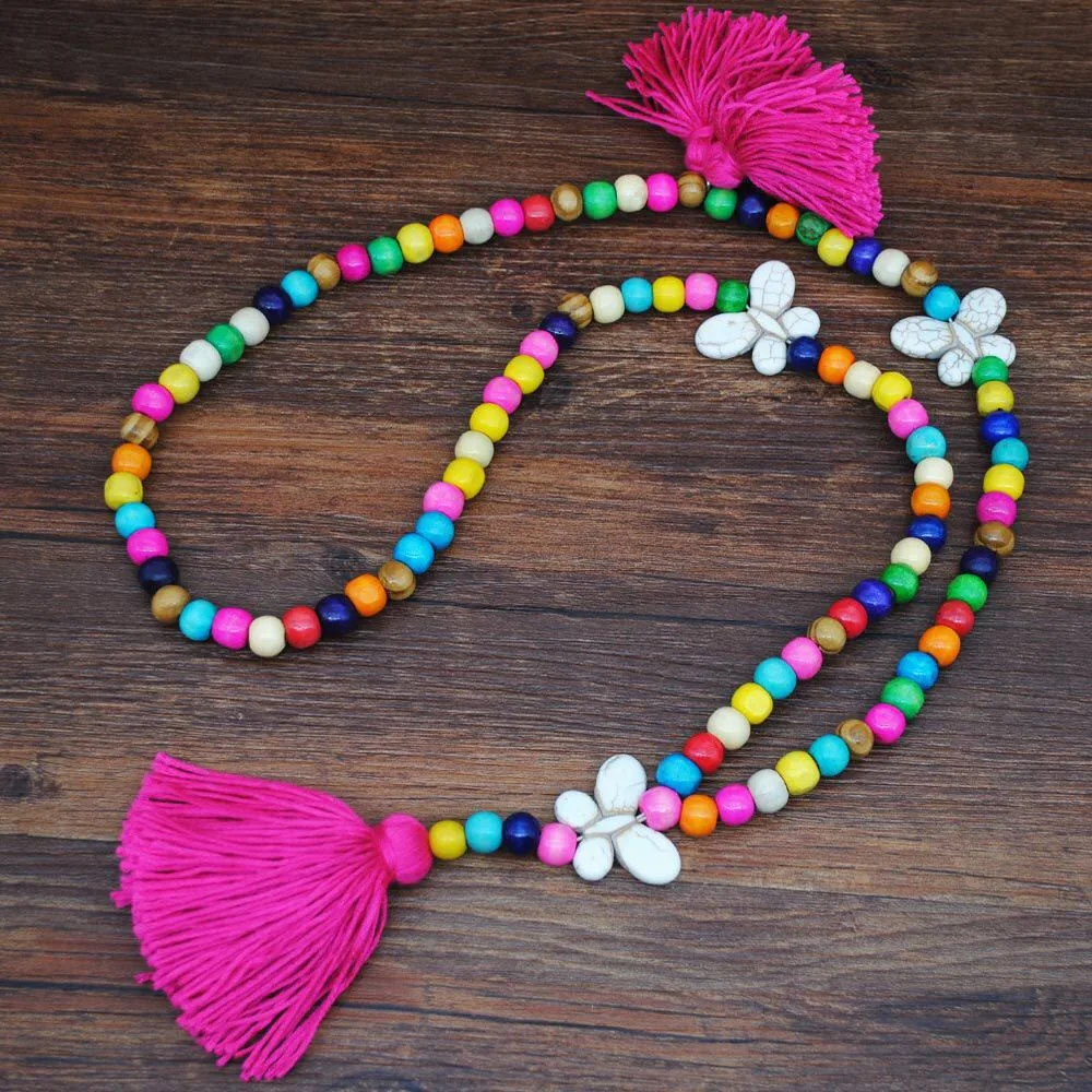 Fashion Boho  colored wool tassel necklace Long Tassel Necklace 5 Colors Popular Women Accessories
